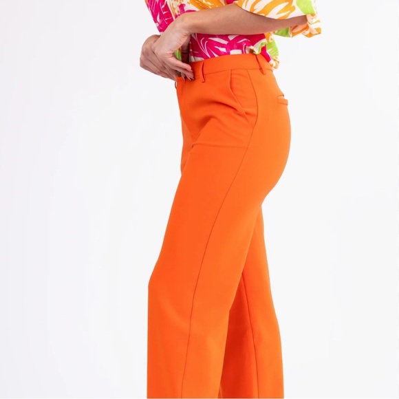 NWOT RARE Zara Bright Orange Straight Leg Pants Size XS - Picture 3 of 11